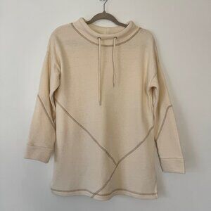 Soft Surroundings Danika Top Pullover Tunic Cream Tan Sweater Drawstring Sz P M